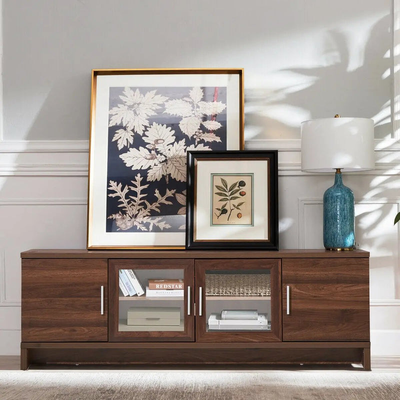 Media Entertainment TV Stand for TVs up to 70 Inches with Adjustable Shelf-Walnut by DirectDeals