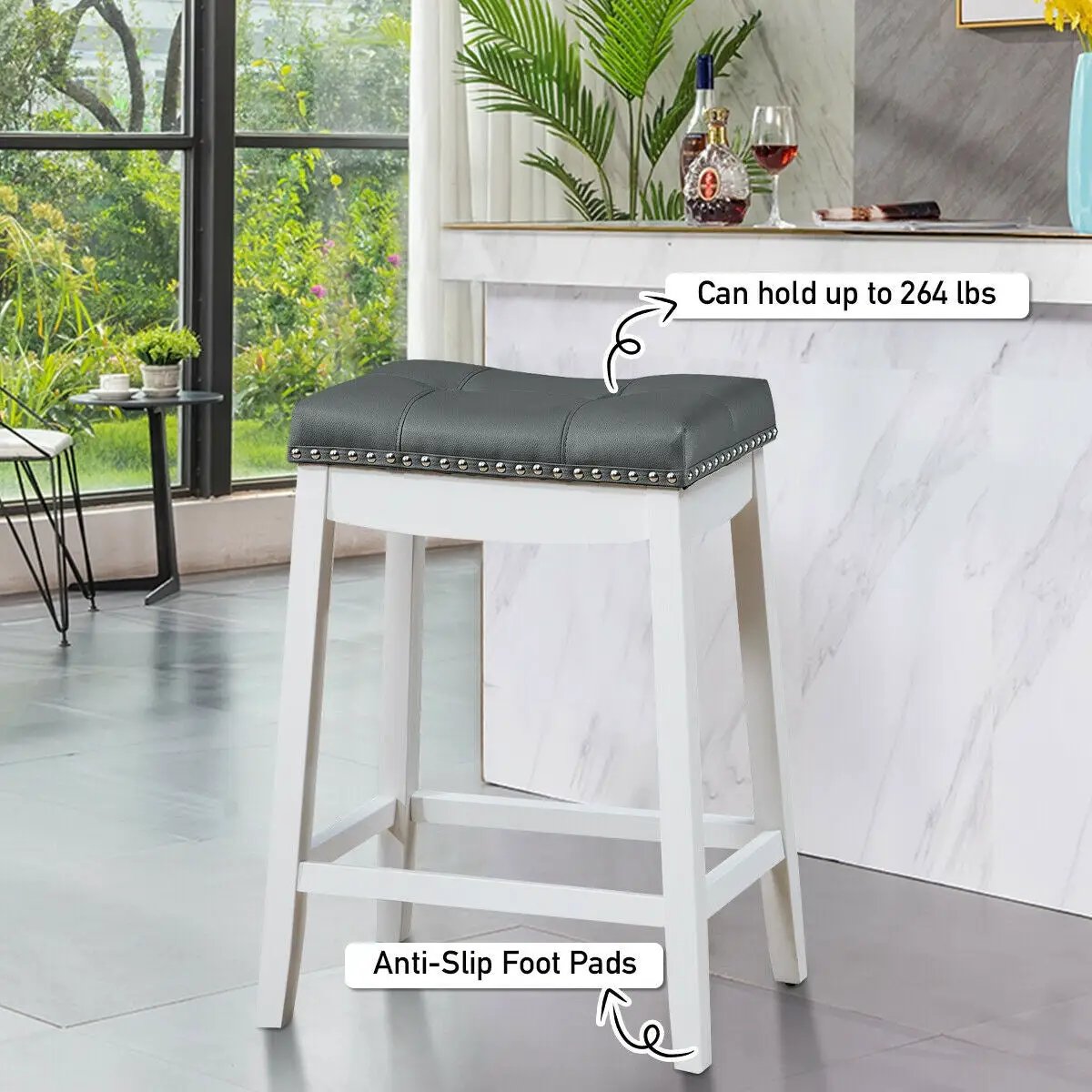 Set of 2 24-Inch Height Backless Counter Stool with Footrest by DirectDeals