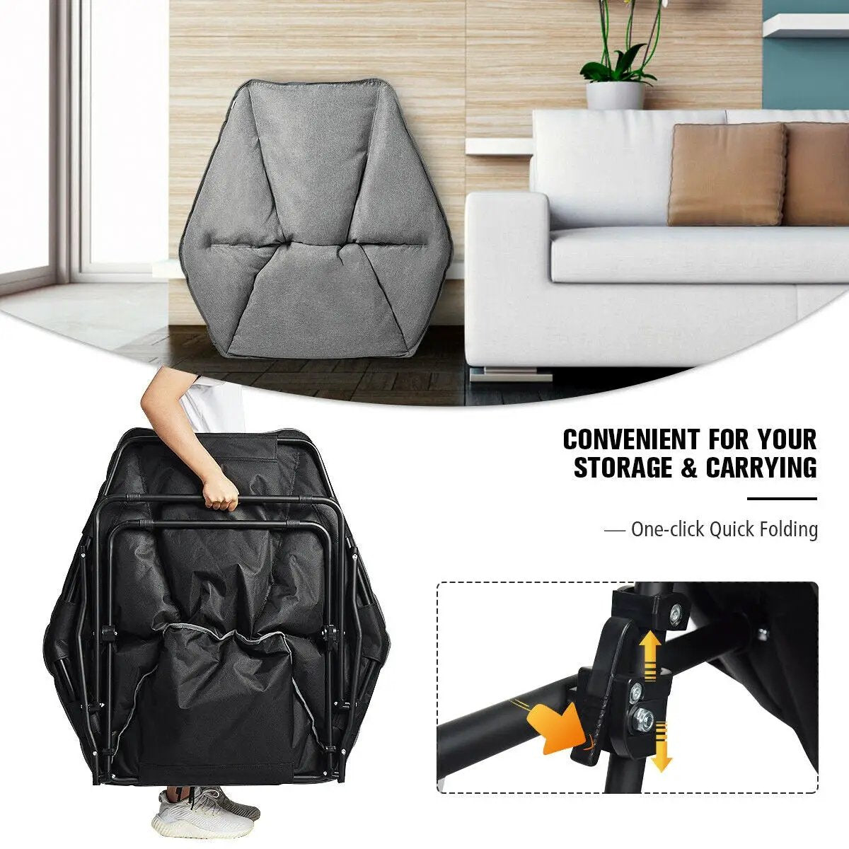 Oversized Foldable Leisure Camping Chair with Sturdy Iron Frame by DirectDeals