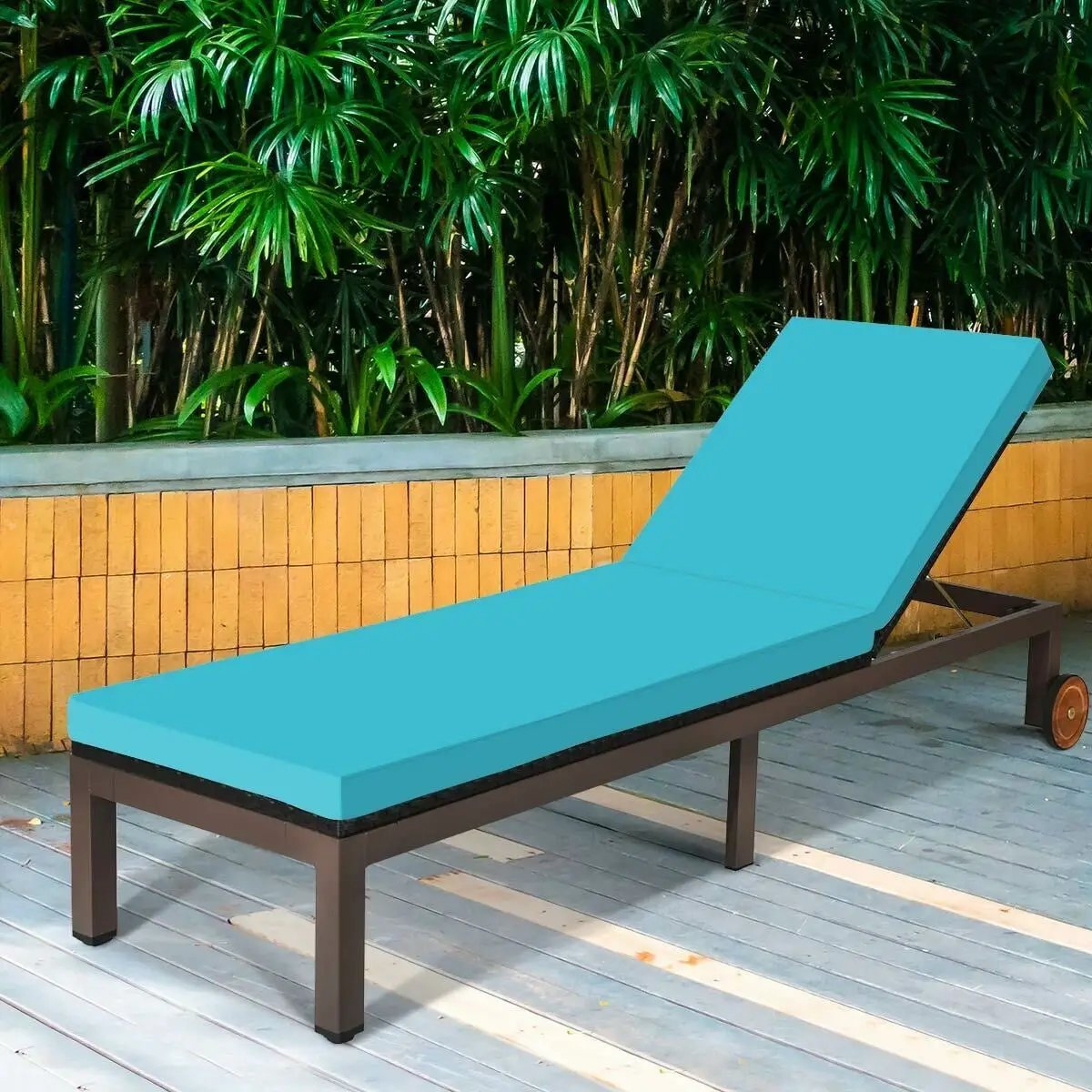 Back Adjustable Cushioned Patio Rattan Lounge Chair by DirectDeals