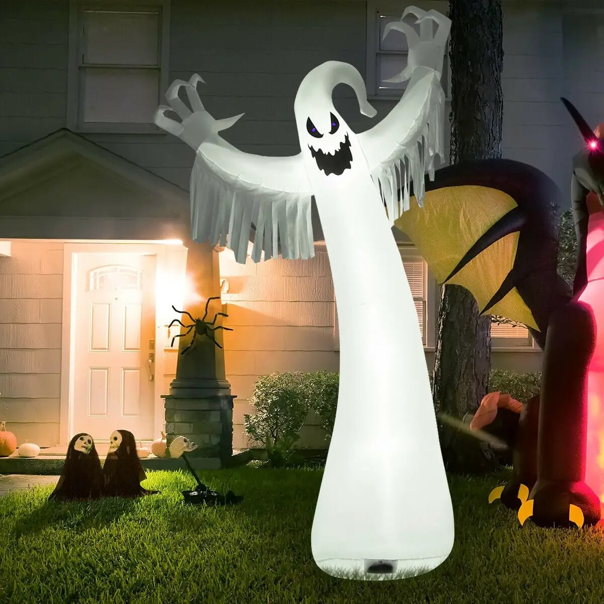 12 Feet Halloween Inflatable Spooky Ghost with Blower and LED Lights by DirectDeals