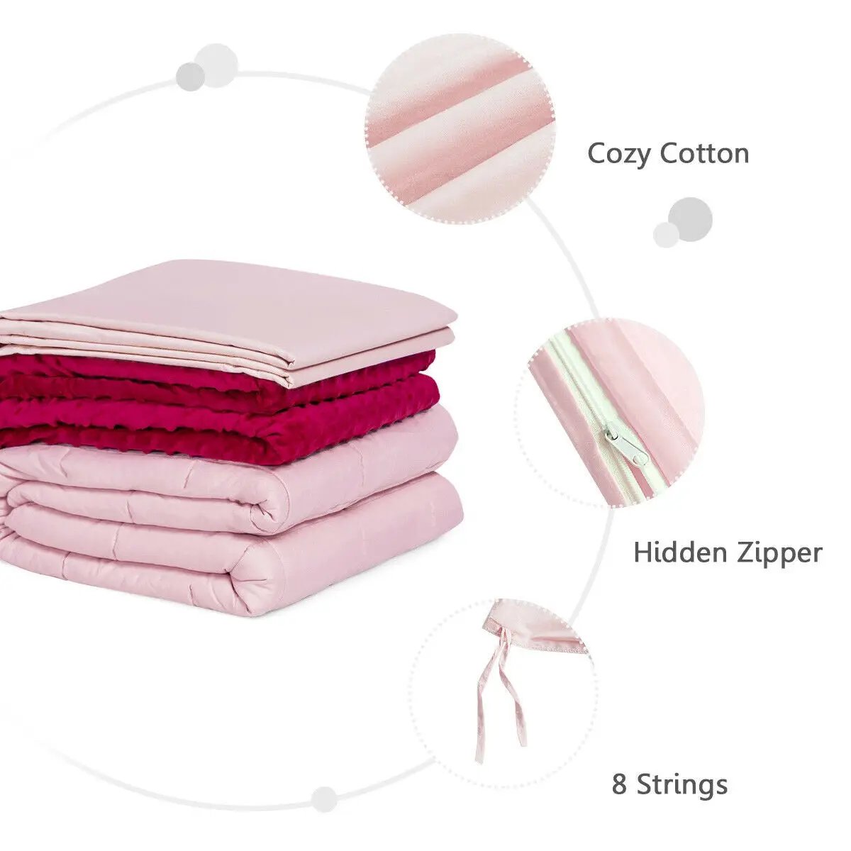 3 Piece 7lbs Heavy Weighted Blanket-Pink by DirectDeals