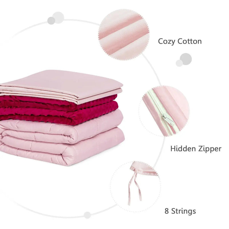 3 Piece 7lbs Heavy Weighted Blanket-Pink by DirectDeals