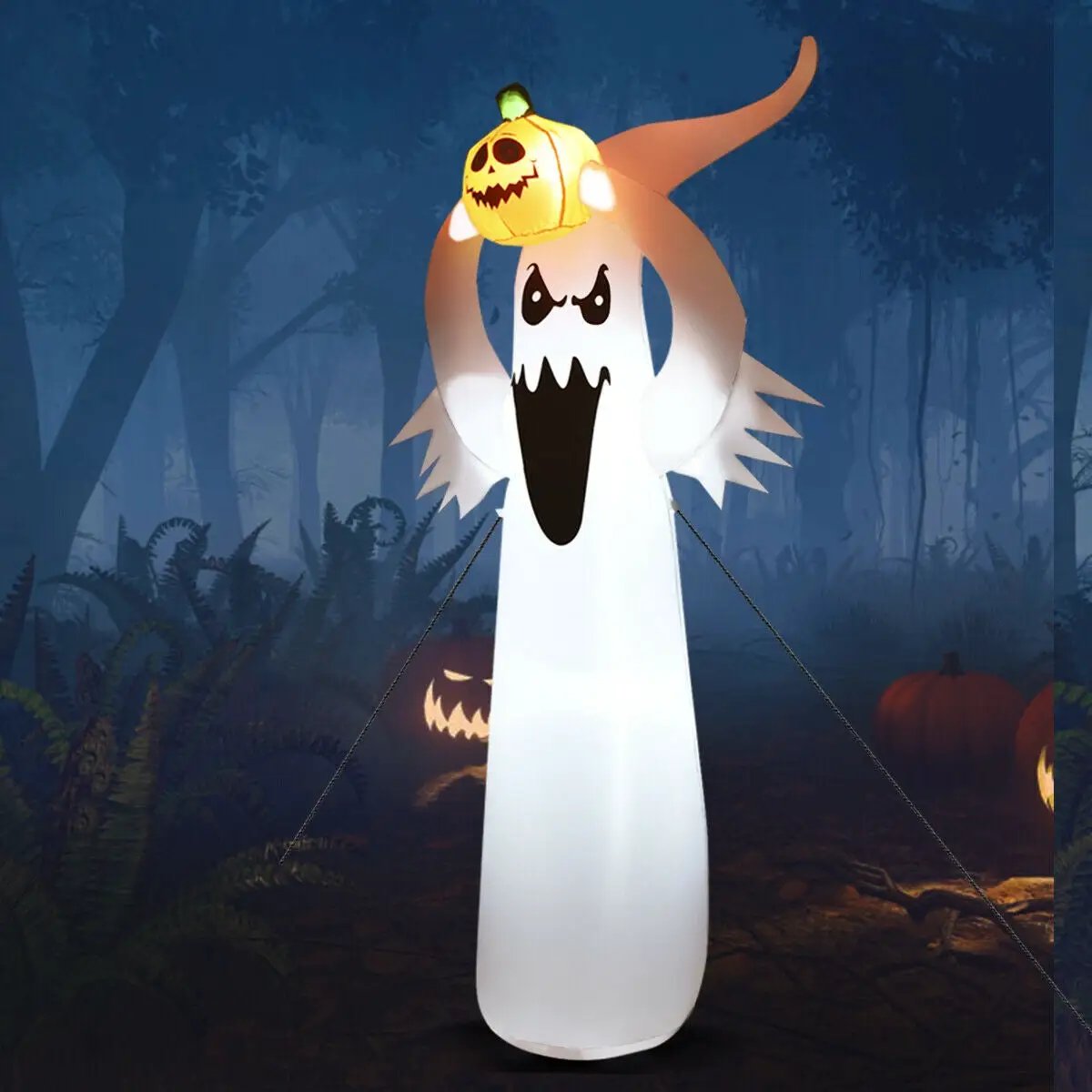 6 Feet Halloween Inflatable Blow Up Ghost with Pumpkin and LED Lights by DirectDeals