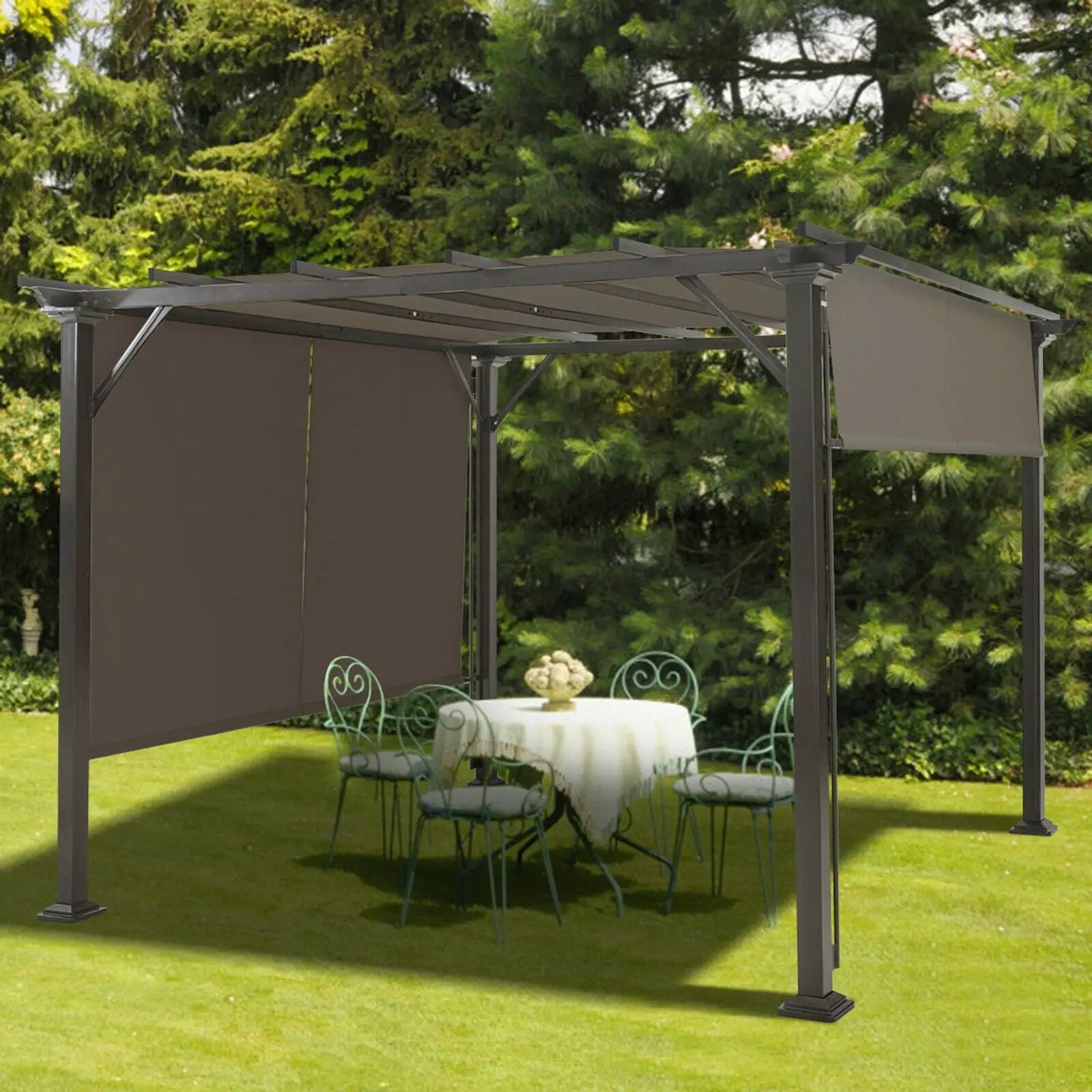 16' x 8' 2Pcs Universal Replacement Canopy for Pergola Structure Sun Awning-Brown by DirectDeals