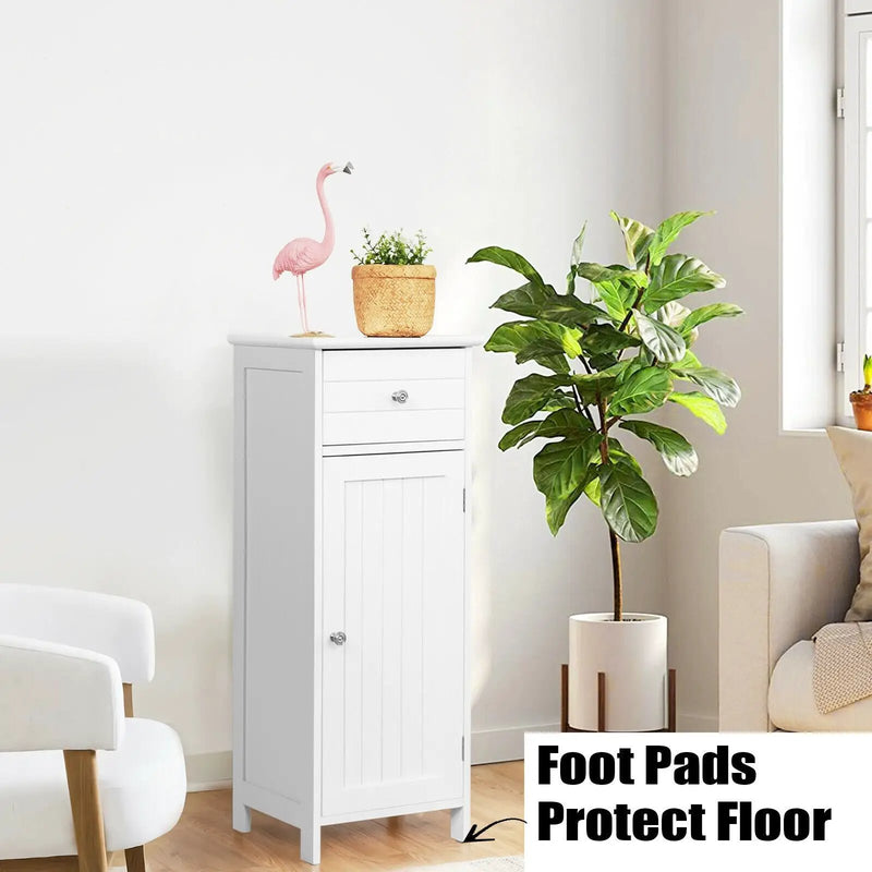 Wooden Bathroom Floor Storage Cabinet with Drawer and Shelf by DirectDeals