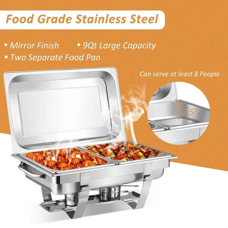 2 Packs Stainless Steel Full-Size Chafing Dish by DirectDeals