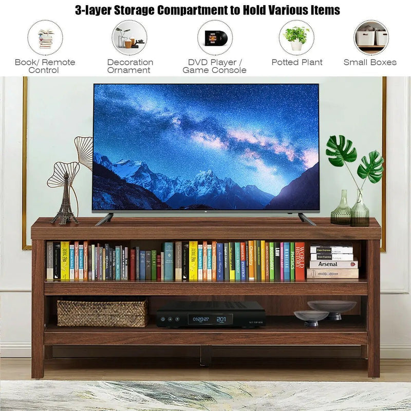 3-Tier TV Stand Console Cabinet for TV's up to 45 Inch with Storage Shelves by DirectDeals