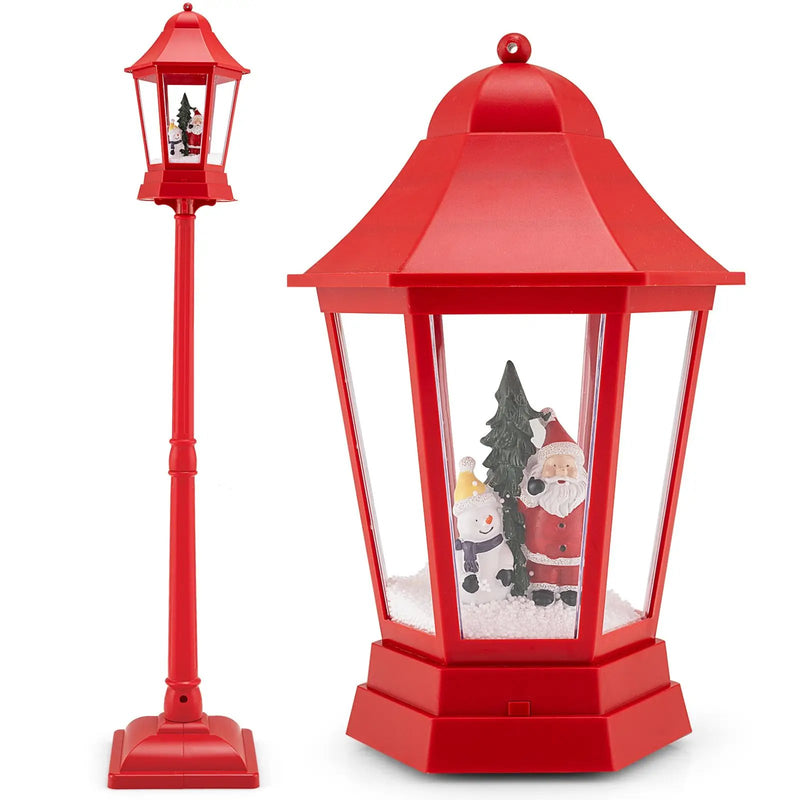 5.3 Feet Musical Christmas Street Lamp with Blowing Snow and LED Lights-Red by DirectDeals