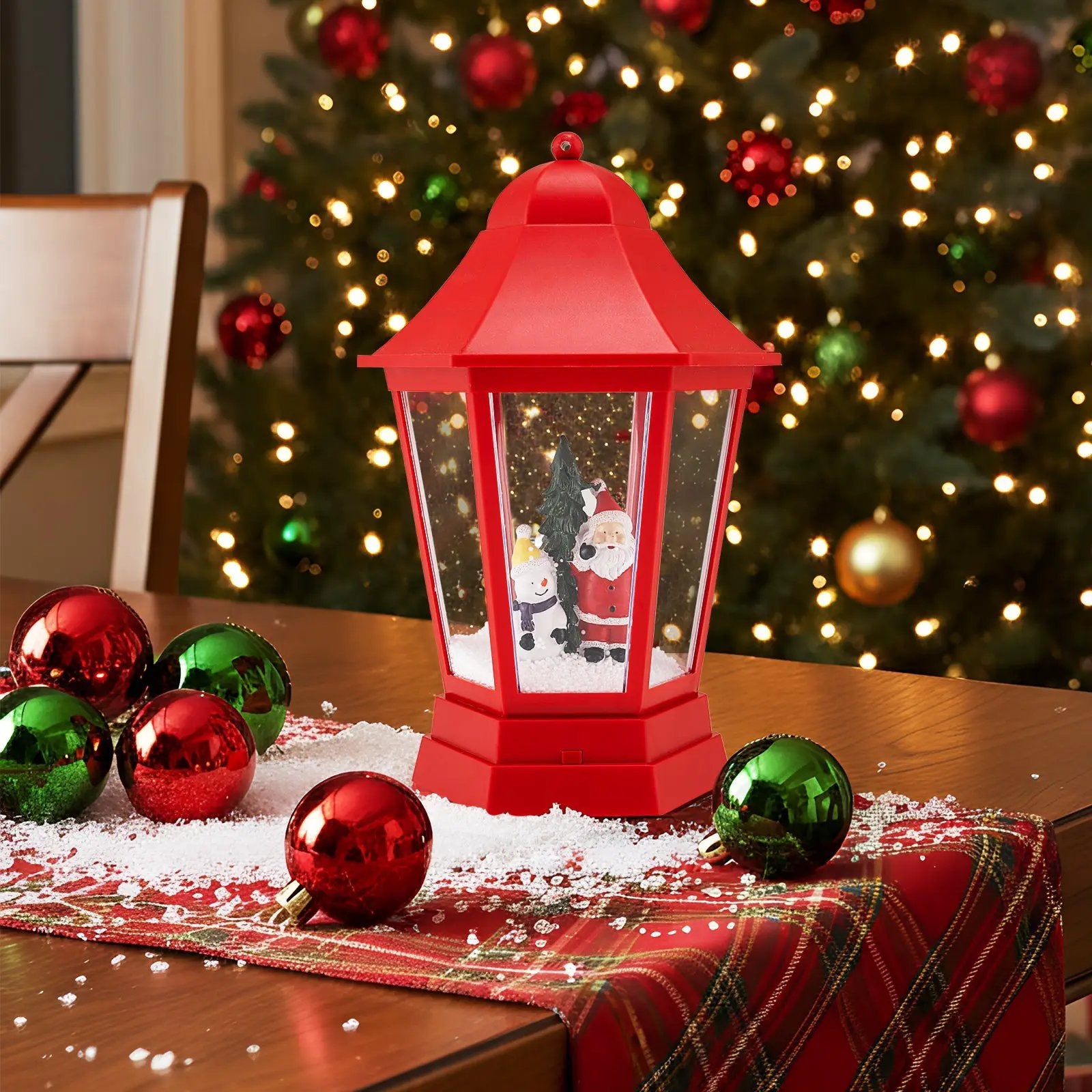 5.3 Feet Musical Christmas Street Lamp with Blowing Snow and LED Lights-Red by DirectDeals