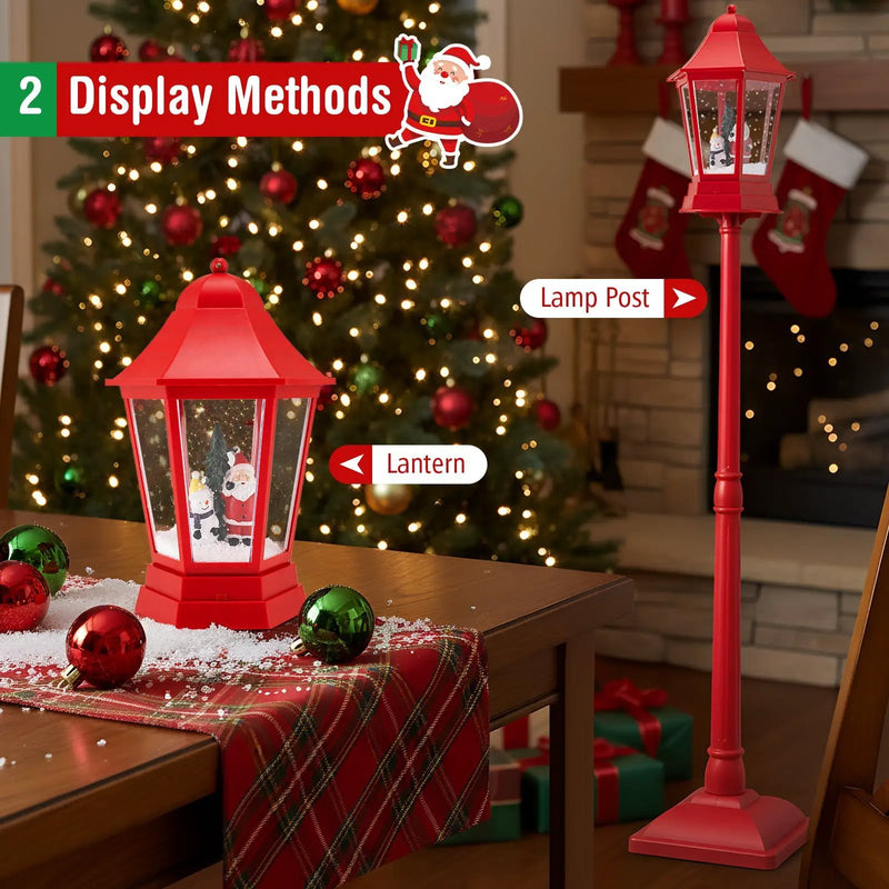 5.3 Feet Musical Christmas Street Lamp with Blowing Snow and LED Lights-Red by DirectDeals