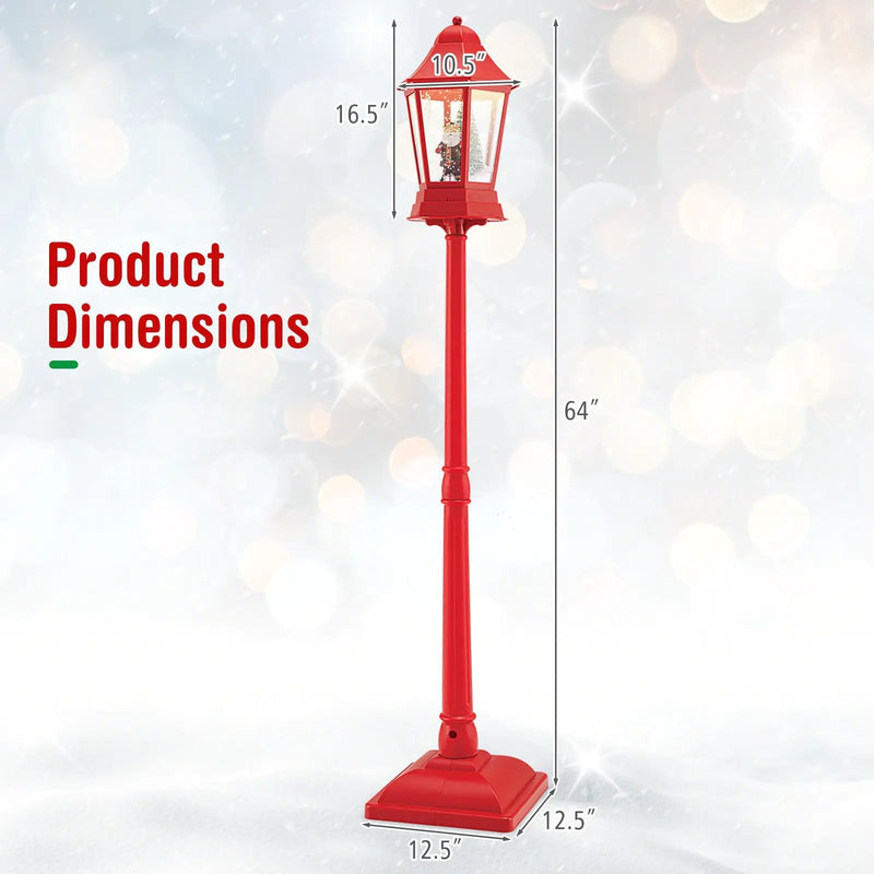 5.3 Feet Musical Christmas Street Lamp with 60 Warm White LED Lights-Red by DirectDeals