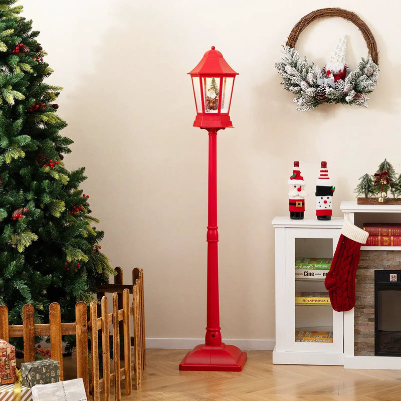 5.3 Feet Musical Christmas Street Lamp with 60 Warm White LED Lights-Red by DirectDeals