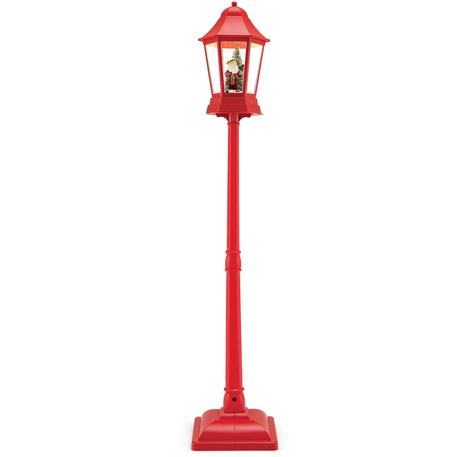5.3 Feet Musical Christmas Street Lamp with 60 Warm White LED Lights-Red by DirectDeals