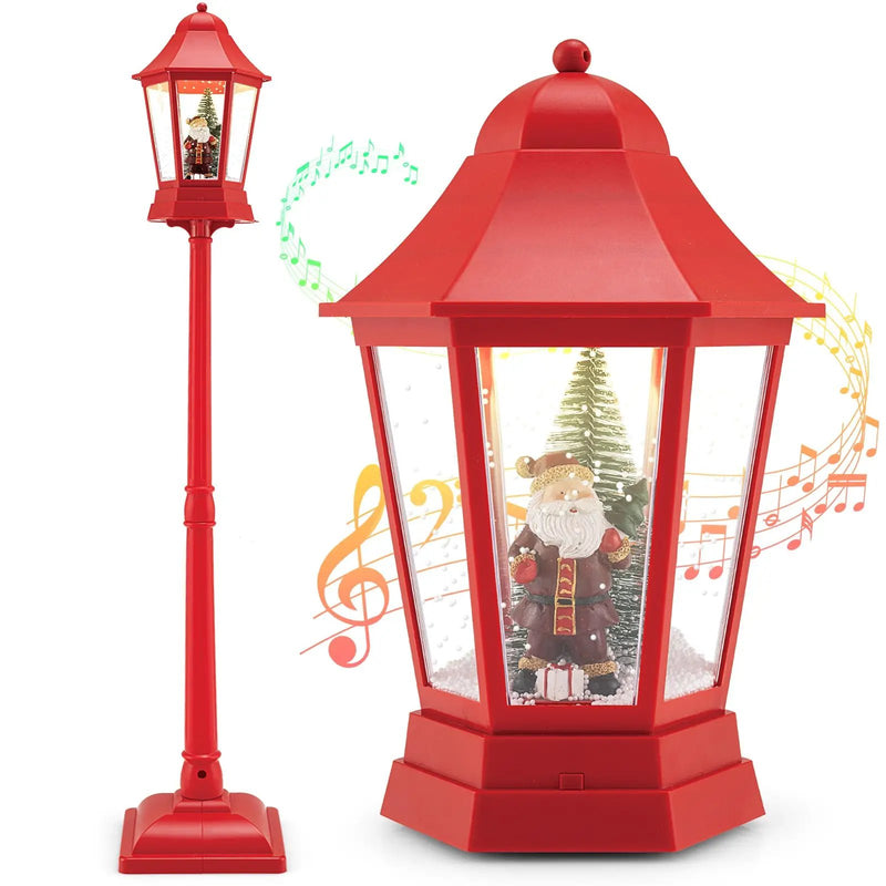 5.3 Feet Musical Christmas Street Lamp with 60 Warm White LED Lights-Red by DirectDeals