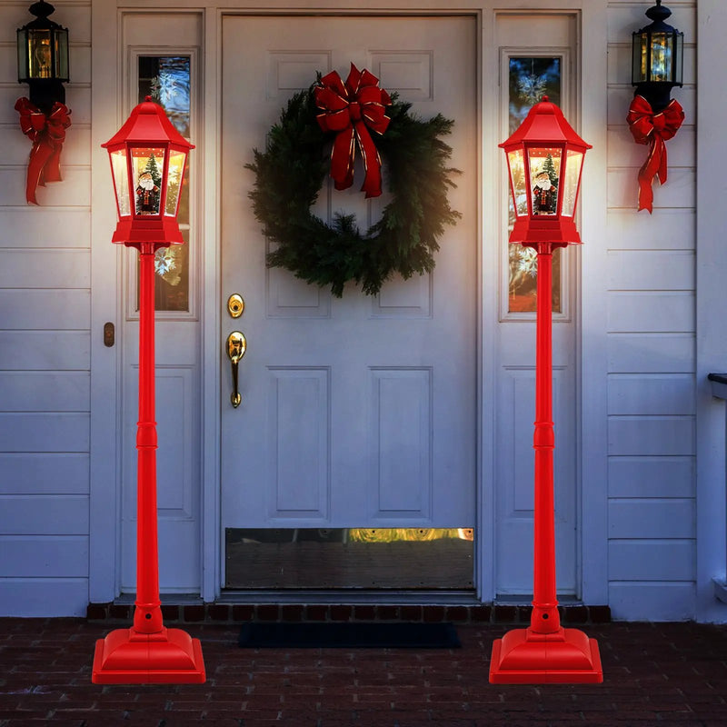 5.3 Feet Musical Christmas Street Lamp with 60 Warm White LED Lights-Red by DirectDeals