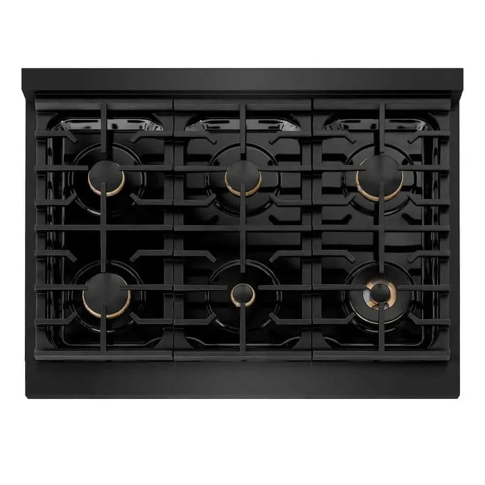 ZLINE 36" Paramount Gas Rangetop Black Stainless Steel Champagne Bronze SRTBZ-36-CB by Farmhouse Kitchen and Bath