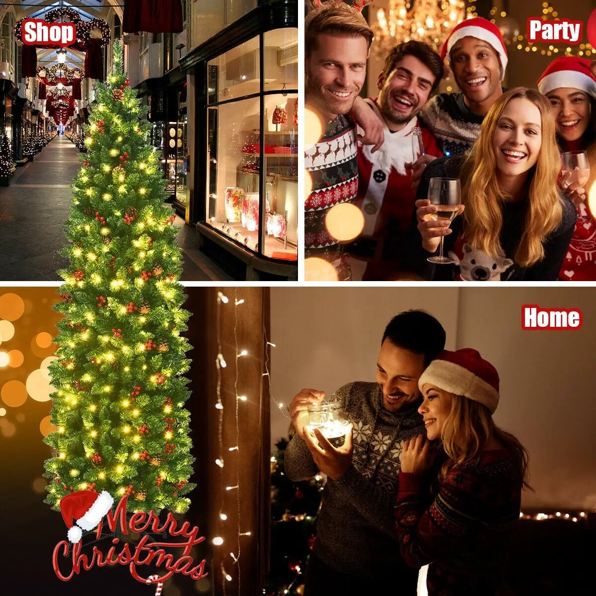 6.5 Feet Pre-lit Hinged Pencil Christmas Tree by DirectDeals