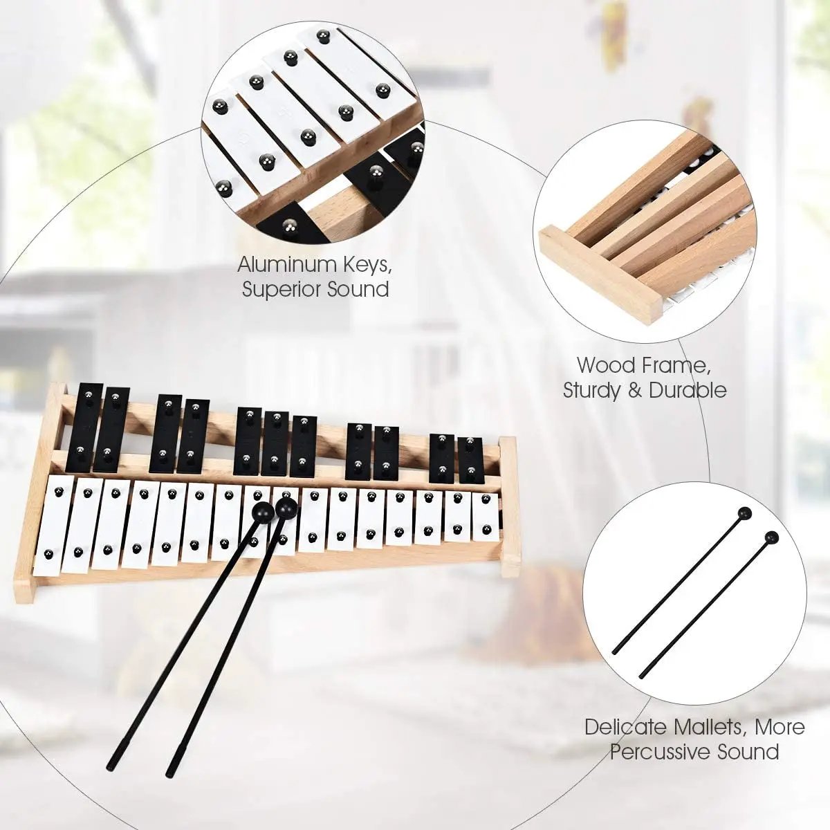 27 Note Glockenspiel Xylophone with 2 Rubber Mallets by DirectDeals