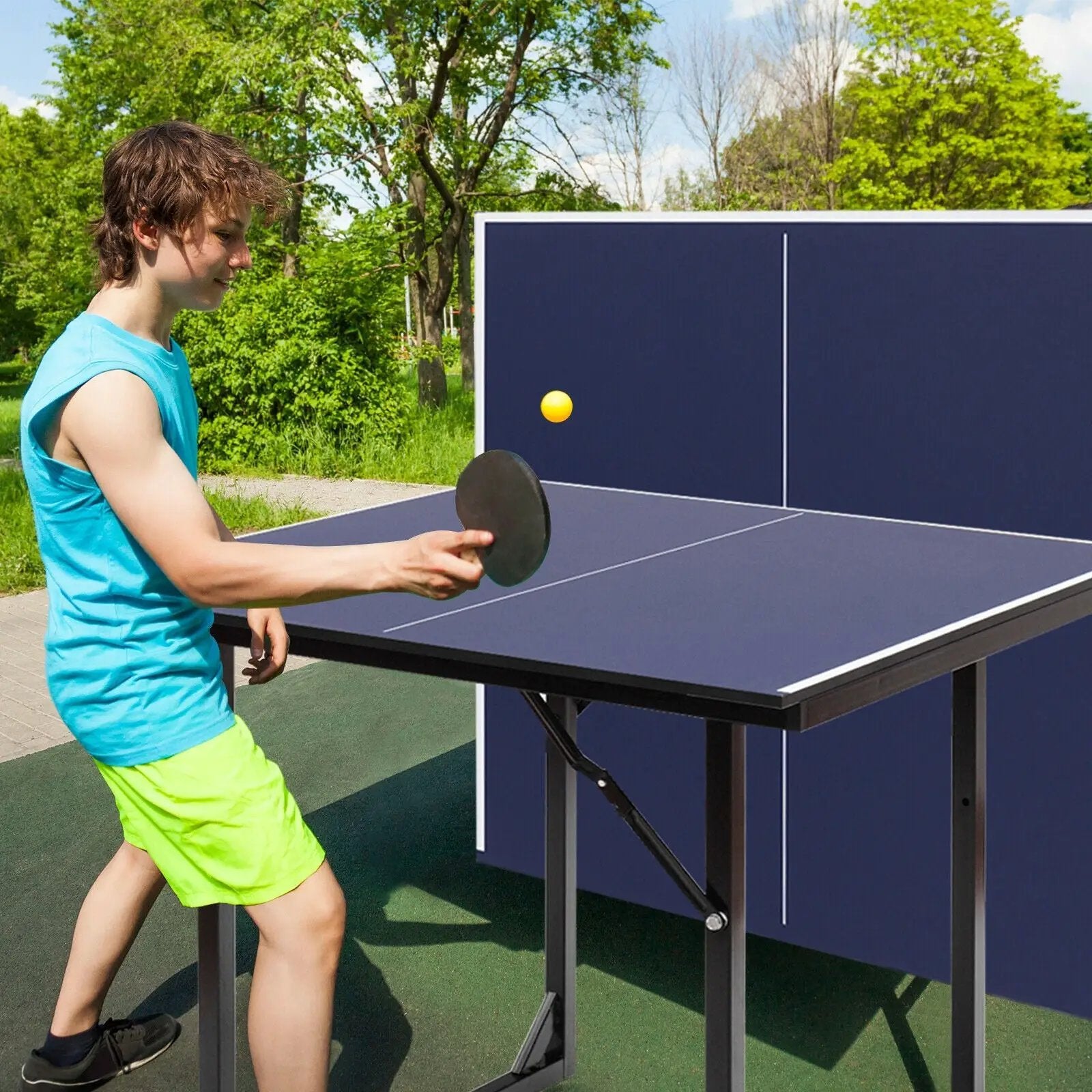 Multi-Use Foldable Midsize Removable Compact Ping-pong Table by DirectDeals