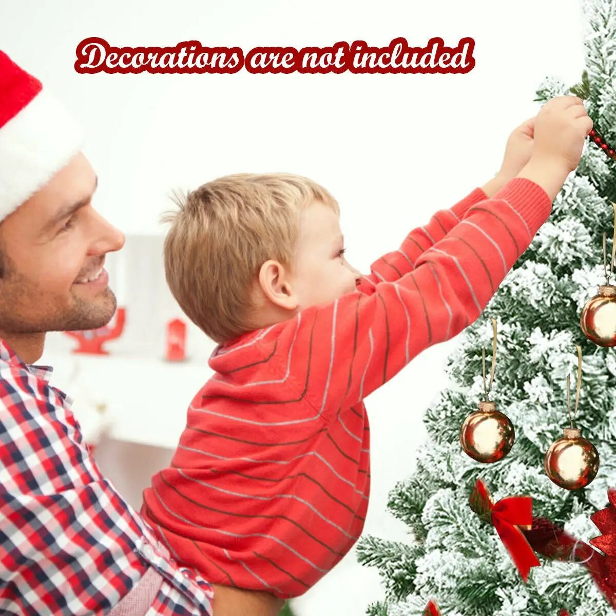 7.5 Feet Snow Flocked Artificial Christmas Tree Hinged with 1346 Tip and Foldable Base by DirectDeals