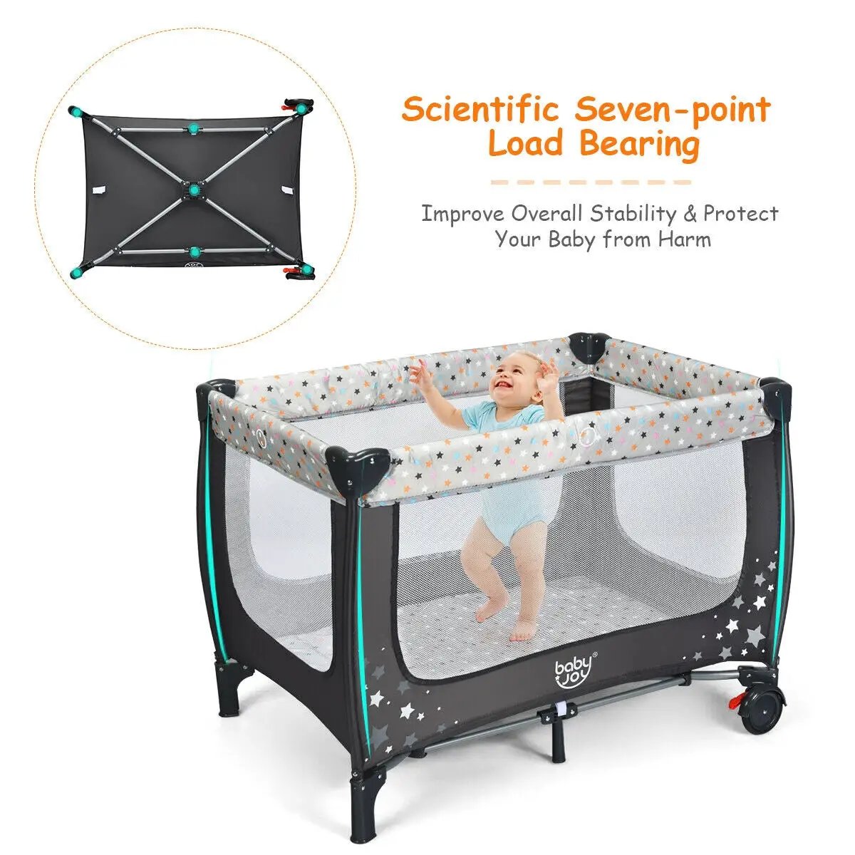 Portable Baby Playpen with Mattress Foldable Design by DirectDeals