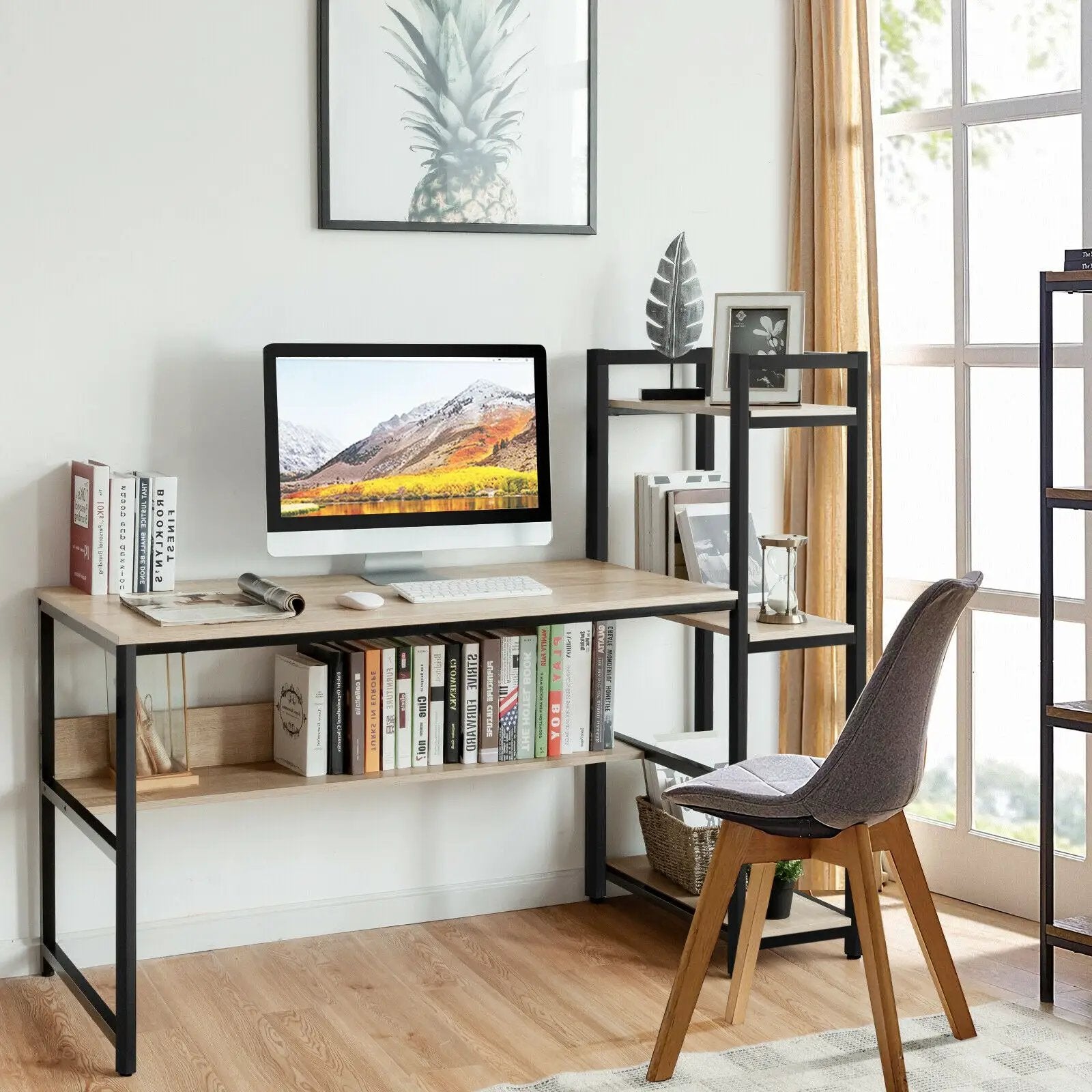 59-Inch Computer Desk Home Office Workstation 4-Tier Storage Shelves by DirectDeals