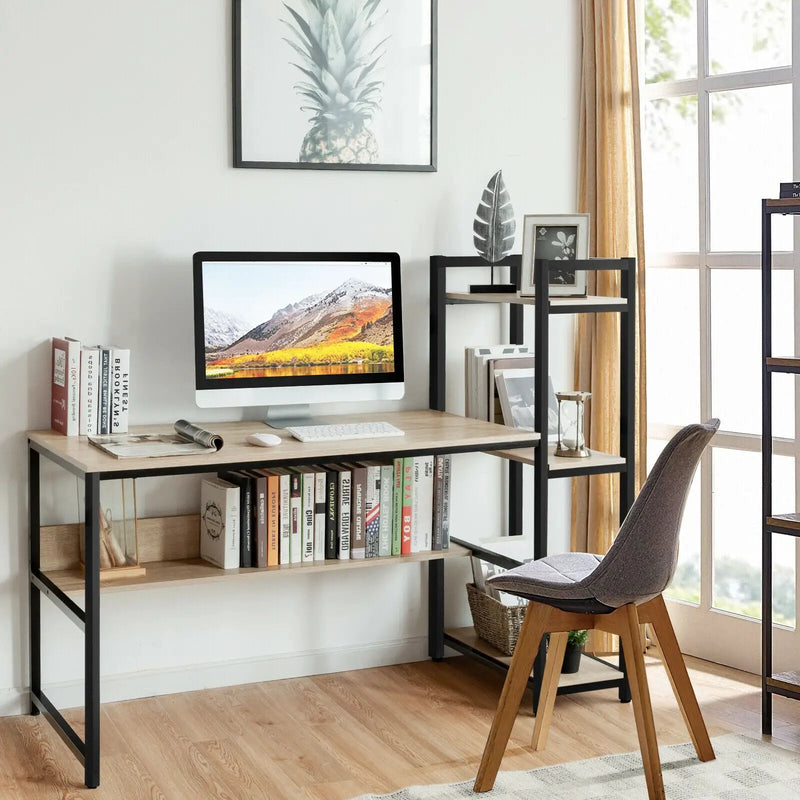59-Inch Computer Desk Home Office Workstation 4-Tier Storage Shelves by DirectDeals