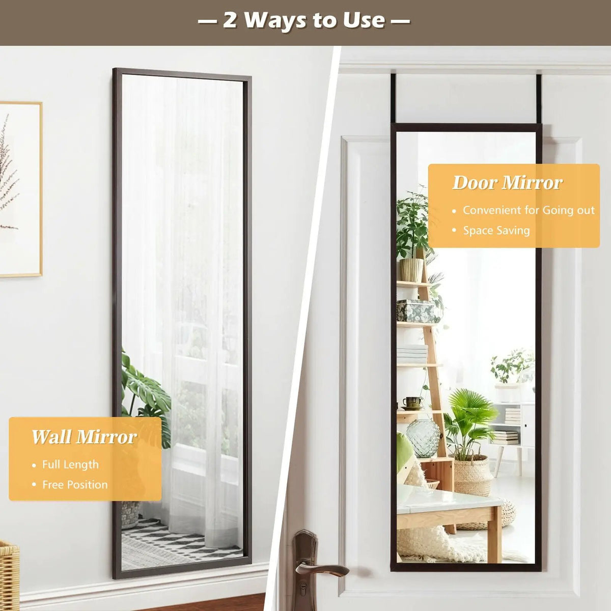 Full Length Metal Door Mirror with Adjustable Hook by DirectDeals