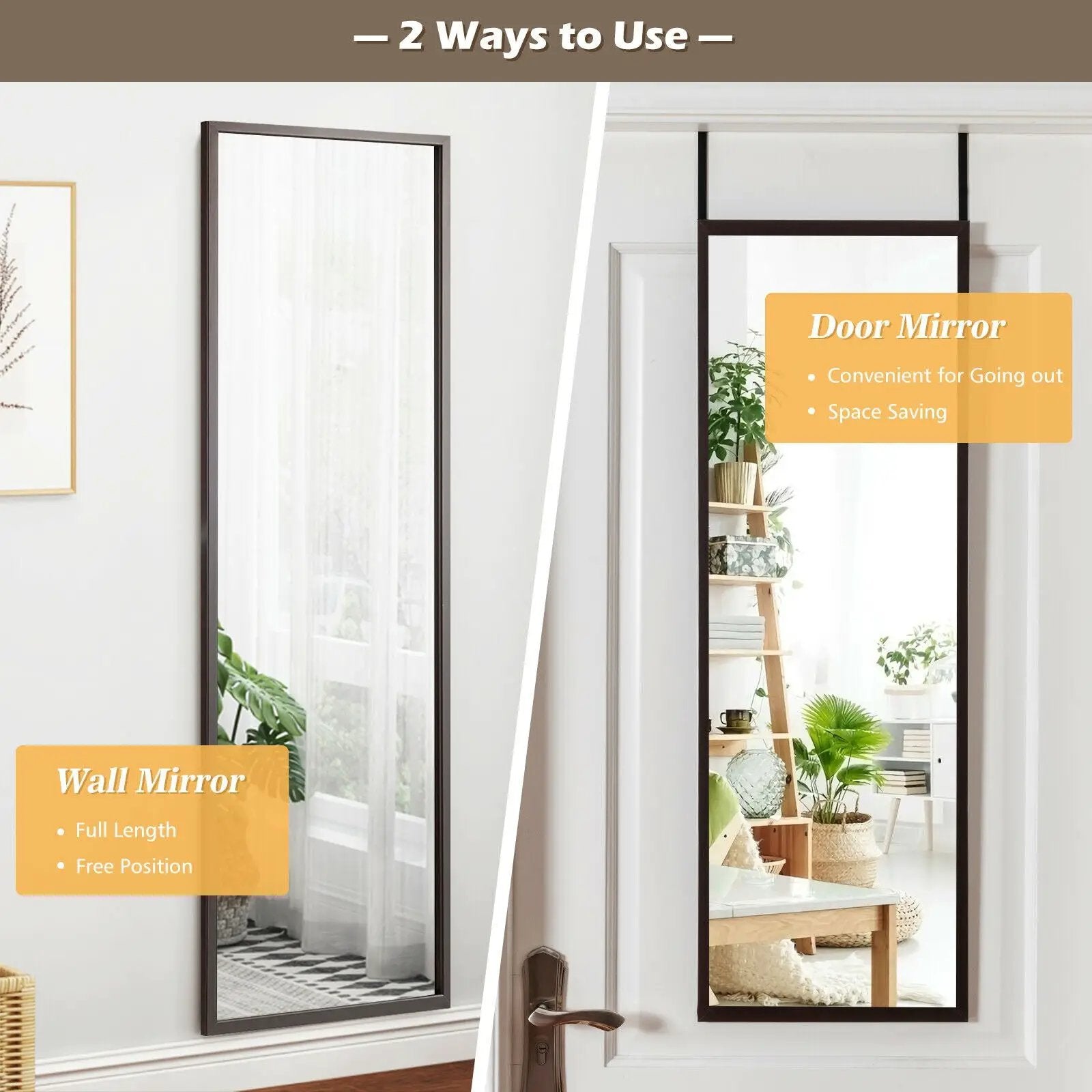 Full Length Metal Door Mirror with Adjustable Hook by DirectDeals