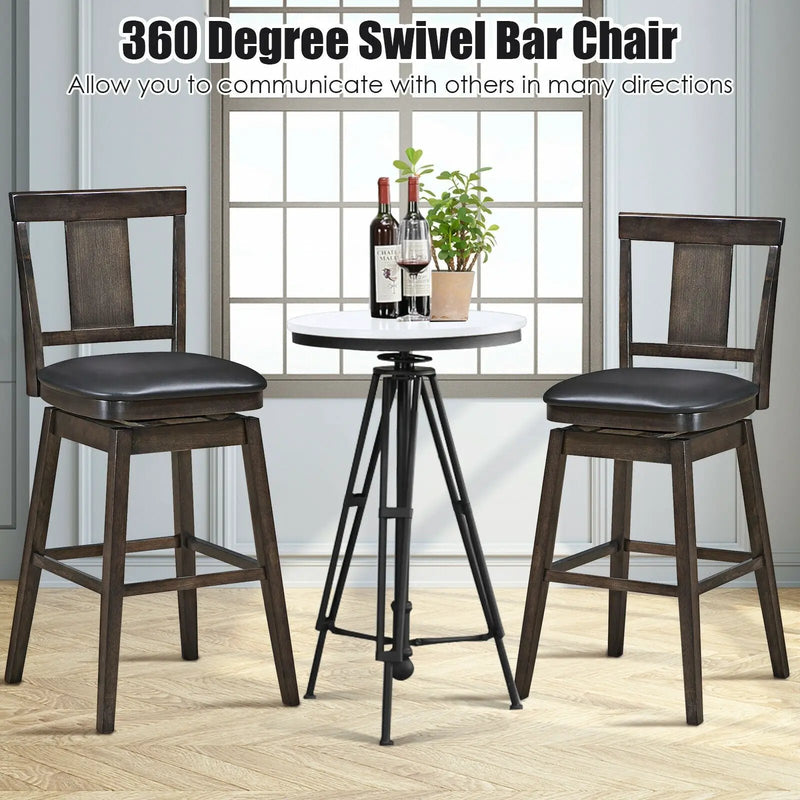 24 inch Swivel Upholstered Counter Height Bar Chair with Rubber Wood Legs by DirectDeals