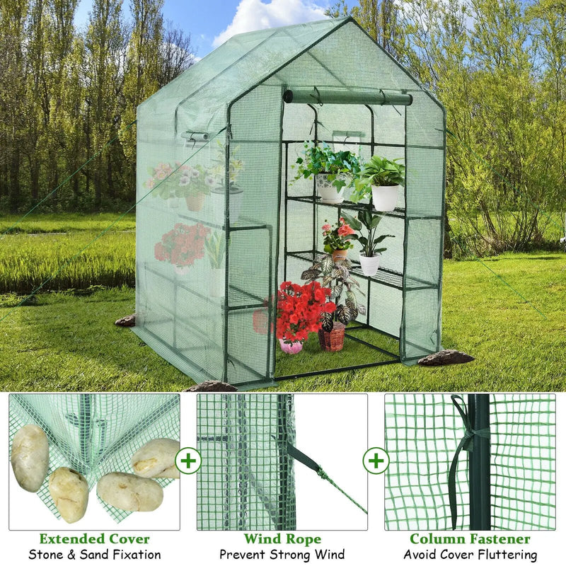 Walk-in Greenhouse 56 x 56 x 77 Inch Gardening with Observation Windows by DirectDeals