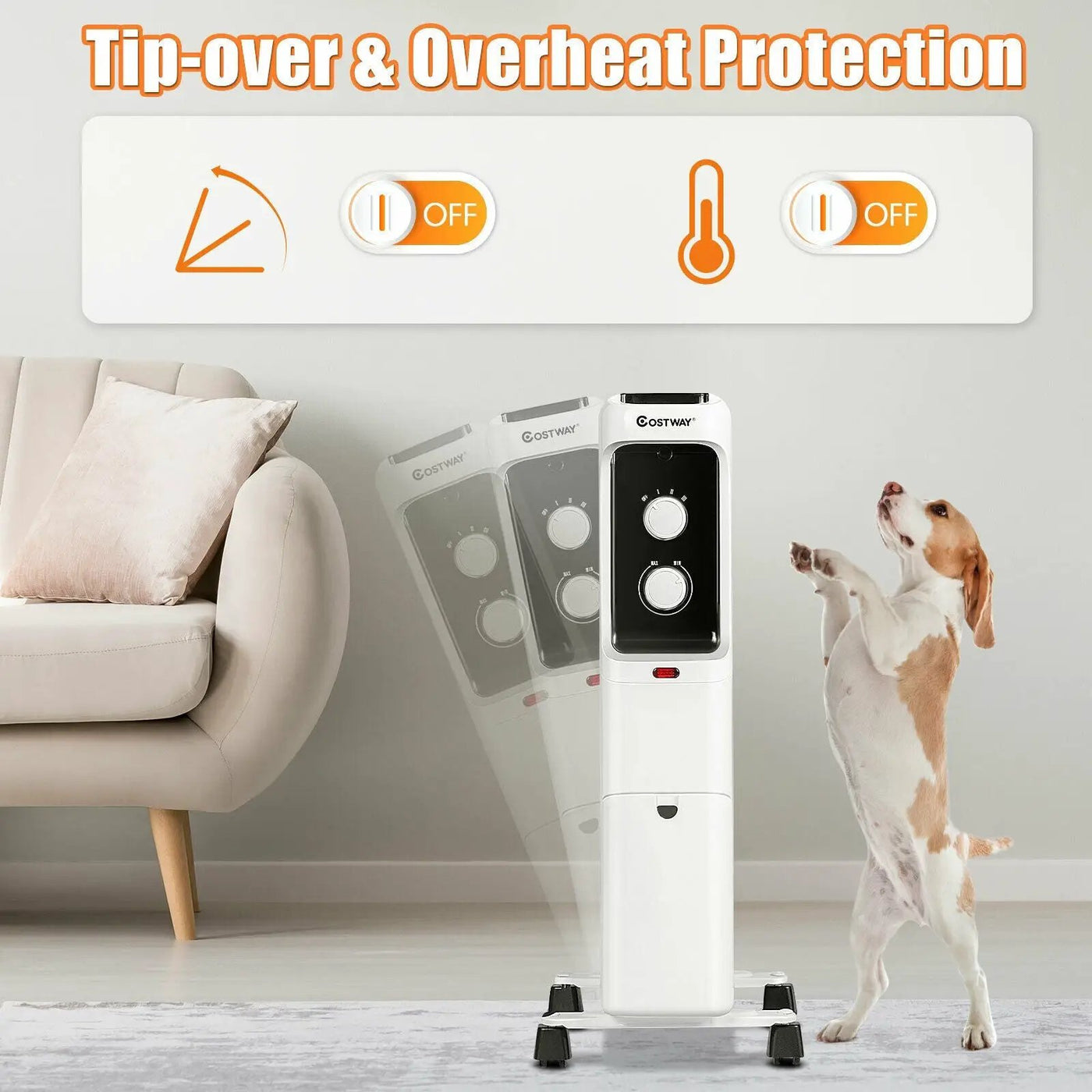 1500W Oil Filled Portable Radiator Space Heater with Adjustable Thermostat by DirectDeals