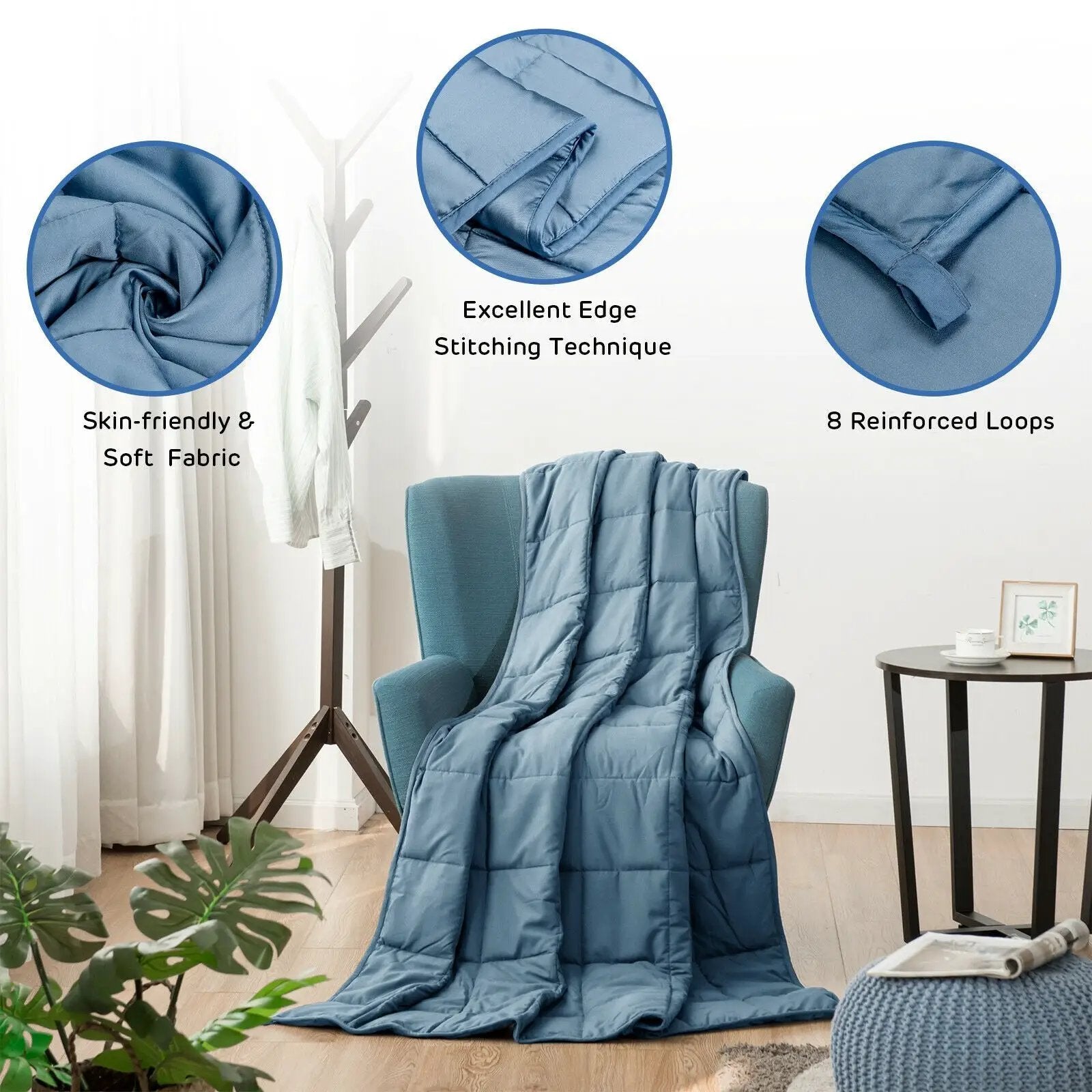 48 x 72 Inch Heavy Weighted 20lb Natural Bamboo Fabric Blanket-Blue by DirectDeals