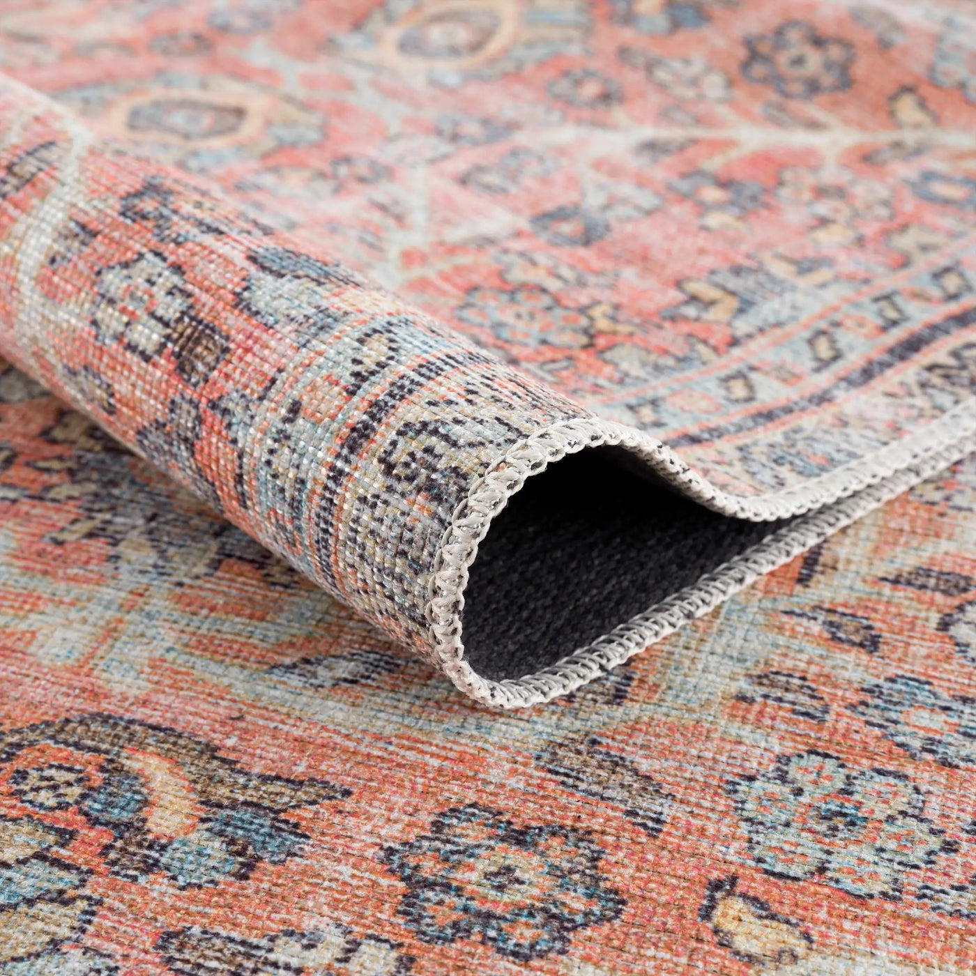 Urpi Rose & Blue Washable Area Rug by Hauteloom