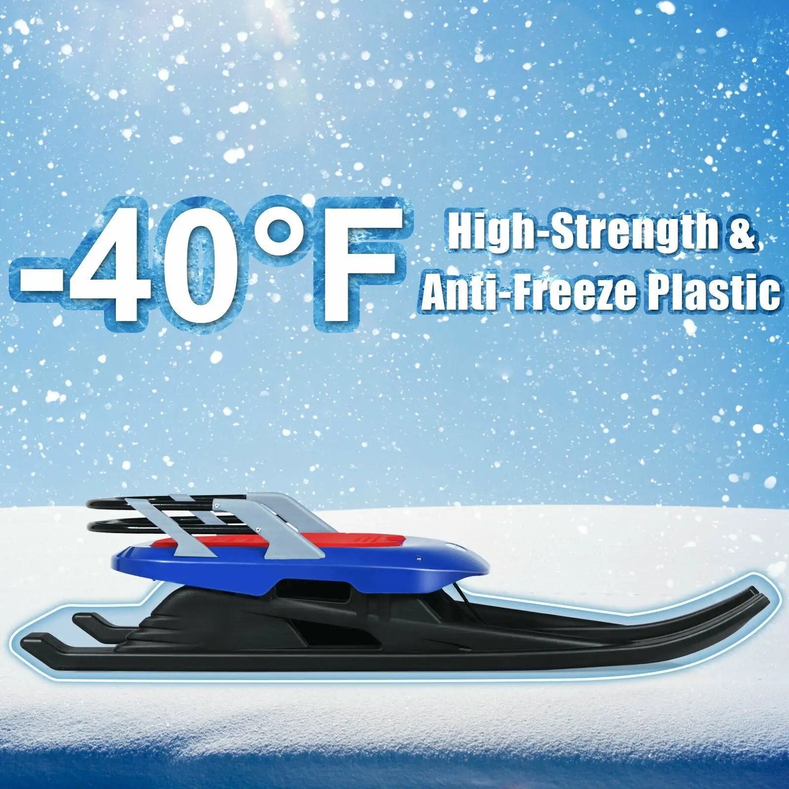 Folding Kids' Metal Snow Sled with Pull Rope Snow Slider and Leather Seat by DirectDeals