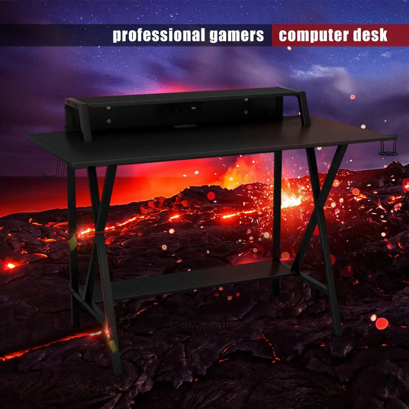 All-in-One Professional Gaming Desk with Cup and Headphone Holder by DirectDeals