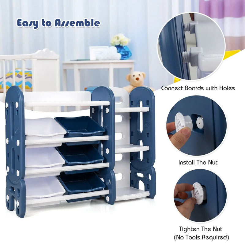Kids Toy Storage Organizer with Bins and Multi-Layer Shelf for Bedroom Playroom by DirectDeals