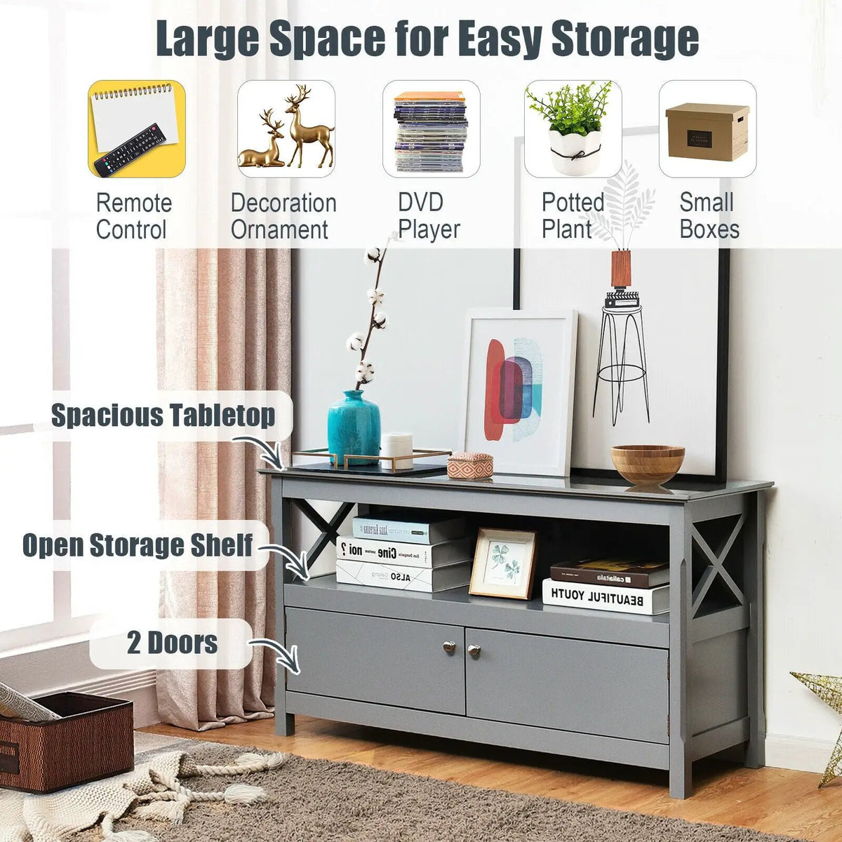44 Inch Wooden Storage Cabinet TV Stand by DirectDeals