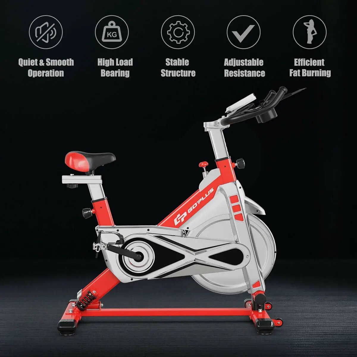 Stationary Silent Belt Adjustable Exercise Bike with Phone Holder and Electronic Display by DirectDeals
