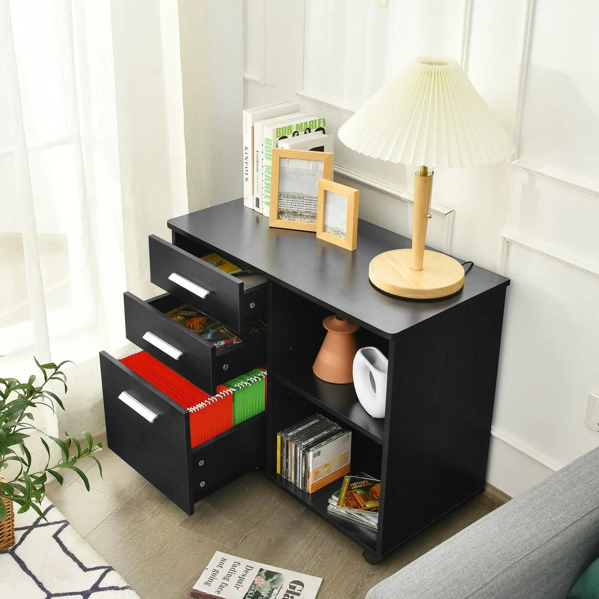 3-Drawer Mobile Lateral File Cabinet Printer Stand by DirectDeals