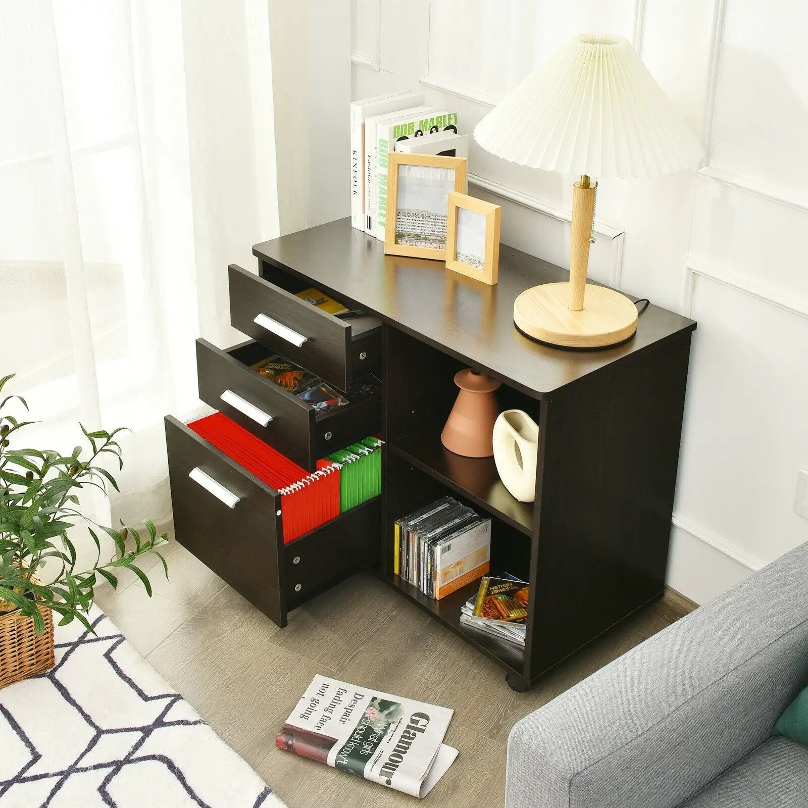 3-Drawer Mobile Lateral File Cabinet Printer Stand by DirectDeals