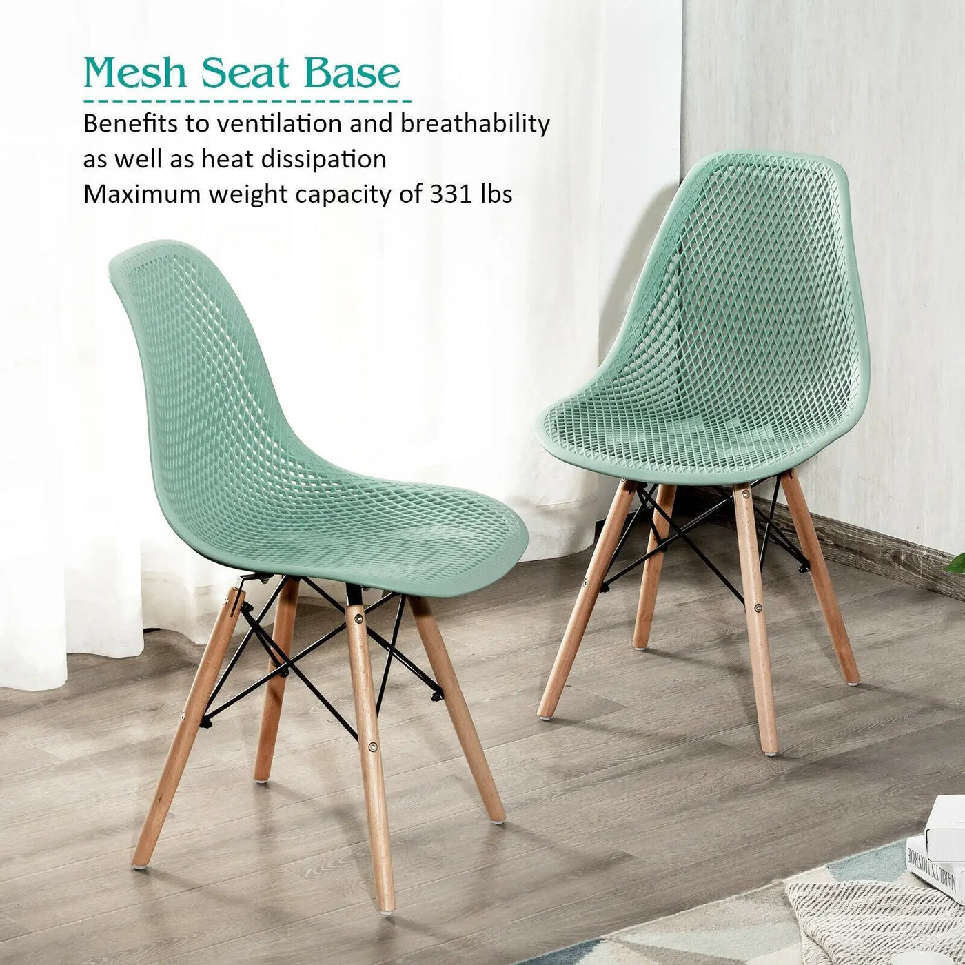2 Pcs Modern Plastic Hollow Chair Set with Wood Leg by DirectDeals