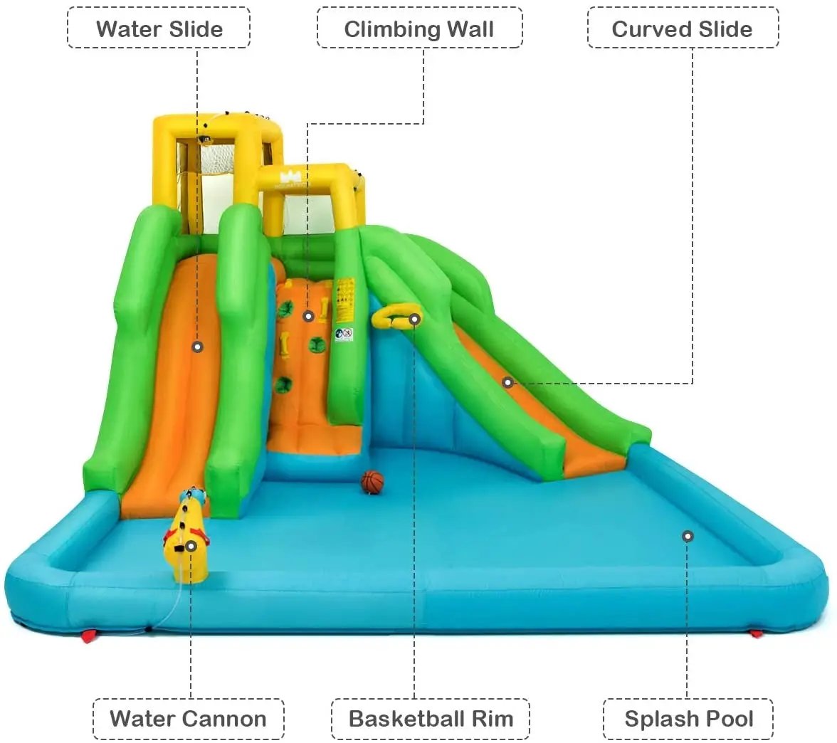 Inflatable Water Park Bounce House with Climbing Wall without Blower by DirectDeals