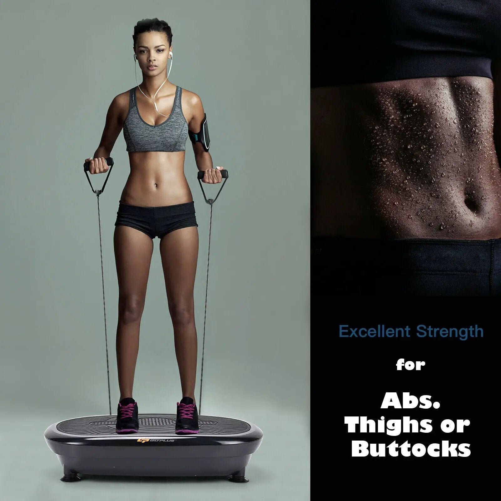 Mini Vibration Body Fitness Platform with Loop Bands by DirectDeals