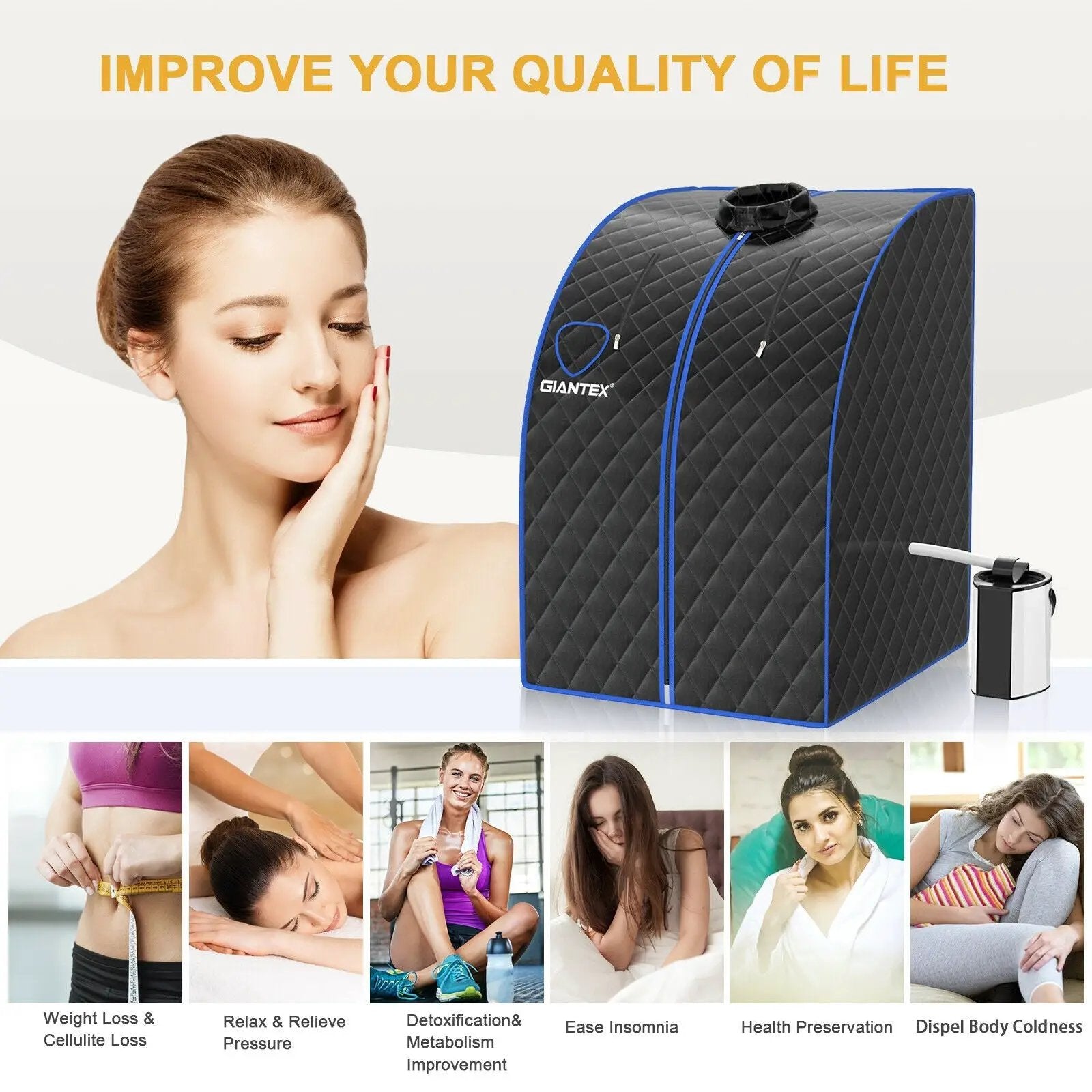 Portable Personal Steam Sauna Spa with 3L Blast-proof Steamer Chair by DirectDeals