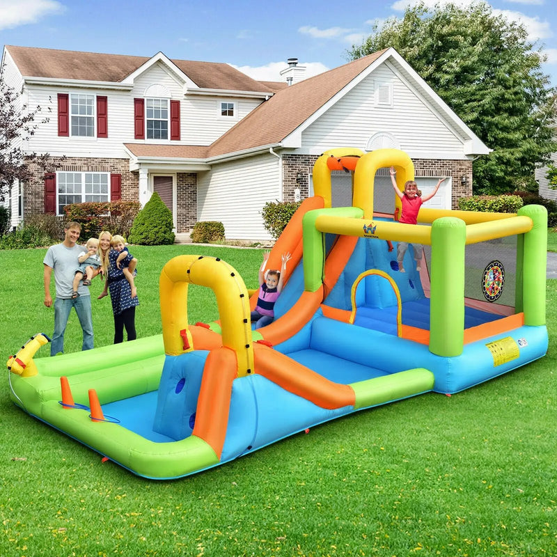 8 in 1 Inflatable Water Slide Park Bounce House Without Blower by DirectDeals