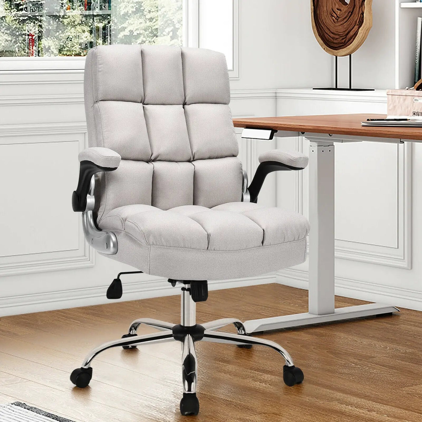 Adjustable Swivel Office Chair with High Back and Flip-up Arm for Home and Office by DirectDeals