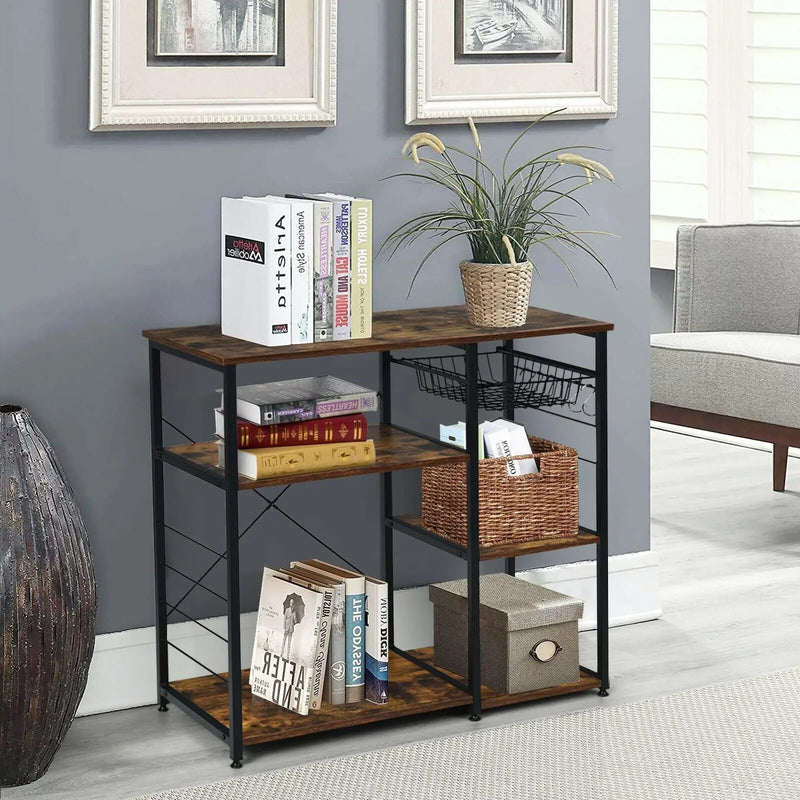 Industrial Kitchen Baker's Rack Microwave Shelf with 6 Hooks by DirectDeals