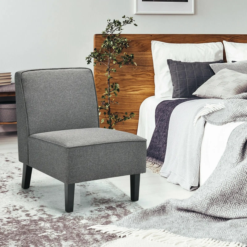 Modern Armless Accent Sofa Chair with Rubber Wood Legs by DirectDeals